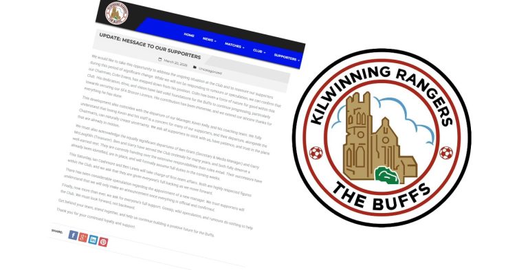 Kilwinning Rangers chairman, manager and key staff depart as club enters period of change